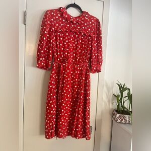 Vintage Nina Ricci boutique made in France Red Star Patterned dress